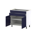 Hugo&Borg Lorette 36-in W x 34.5-in H x 24-in D Navy Blue 1-Drawer Base Fully Assembled Cabinet (Recessed Panel Shaker Style)