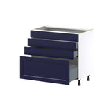 Hugo&Borg Lorette 36-in W x 34.5-in H x 24-in D Navy Blue 3-Drawer Base Fully Assembled Cabinet
