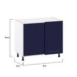 Hugo&Borg Lorette 39-in W x 34.5-in H x 24-in D Navy Blue Blind Corner Base Fully Assembled Cabinet (Recessed Panel Shaker Style)