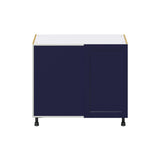 Hugo&Borg Lorette 39-in W x 34.5-in H x 24-in D Navy Blue Blind Corner Base Fully Assembled Cabinet (Recessed Panel Shaker Style)