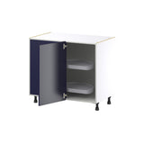 Hugo&Borg Lorette 39-in W x 34.5-in H x 24-in D Navy Blue Blind Corner Base Fully Assembled Cabinet (Recessed Panel Shaker Style)