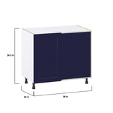 Hugo&Borg Lorette 39-in W x 34.5-in H x 24-in D Navy Blue Blind Corner Base Fully Assembled Cabinet (Recessed Panel Shaker Style)