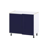 Hugo&Borg Lorette 39-in W x 34.5-in H x 24-in D Navy Blue Blind Corner Base Fully Assembled Cabinet (Recessed Panel Shaker Style)