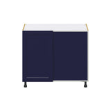 Hugo&Borg Lorette 39-in W x 34.5-in H x 24-in D Navy Blue Blind Corner Base Fully Assembled Cabinet (Recessed Panel Shaker Style)