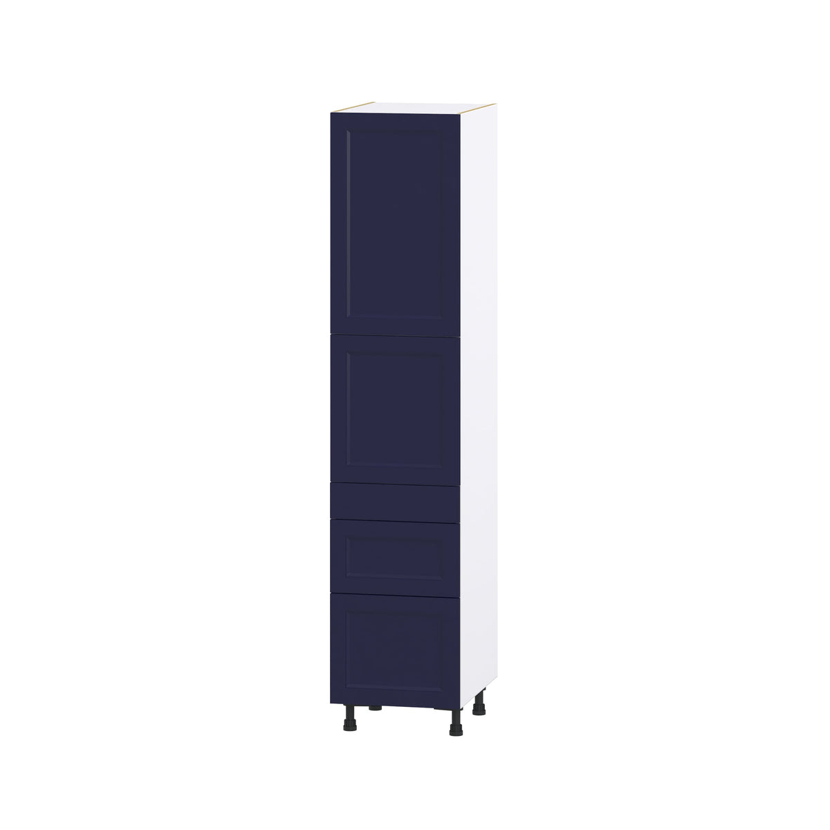 Hugo&Borg Lorette 18-in W x 84.5-in H x 24-in D Navy Blue 3-Drawers Pantry Fully Assembled Cabinet (Recessed Panel Shaker Style)