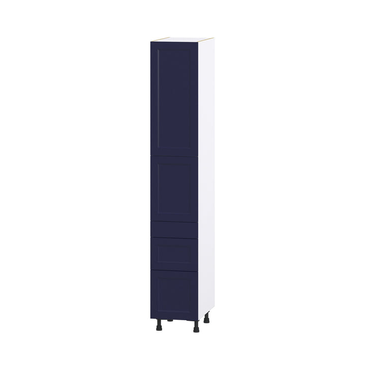 Hugo&Borg Lorette 15-in W x 89.5-in H x 24-in D Navy Blue 3-Drawers Pantry Fully Assembled Cabinet (Recessed Panel Shaker Style)