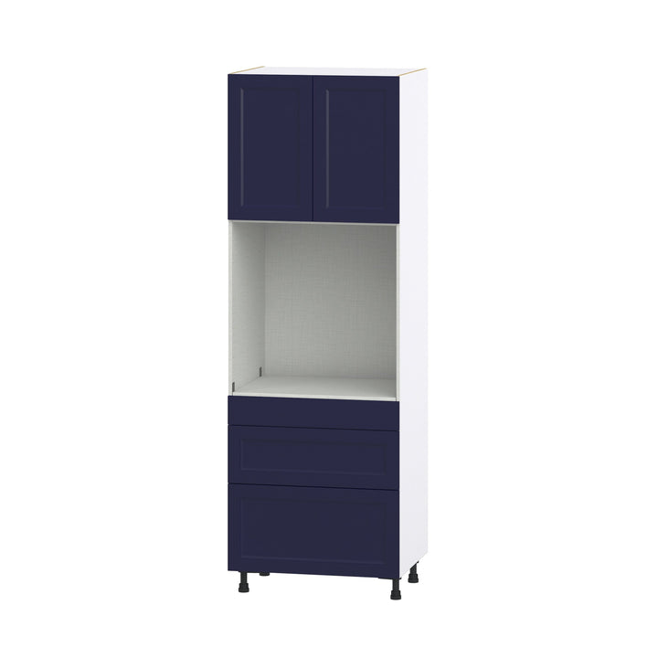 Hugo&Borg Lorette 30-in W x 89.5-in H x 24-in D Navy Blue 3-Drawers Single Oven Base Fully Assembled Cabinet (Recessed Panel Shaker Style)