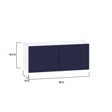 Hugo&Borg Lorette 36-in W x 15-in H x 14-in D Navy Blue Wall Fully Assembled Cabinet (Recessed Panel Shaker Door Style)