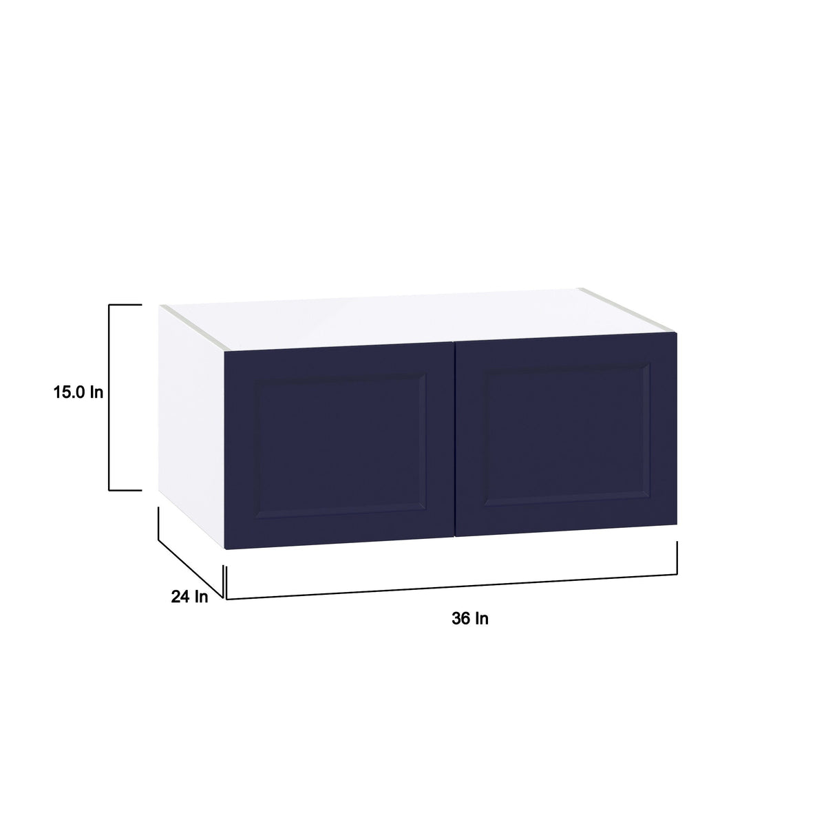 Hugo&Borg Lorette 36-in W x 15-in H x 24-in D Navy Blue Wall Fully Assembled Cabinet (Recessed Panel Shaker Door Style)