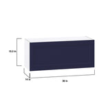 Hugo&Borg Lorette 36-in W x 15-in H x 14-in D Navy Blue Wall Fully Assembled Cabinet (Recessed Panel Shaker Door Style)