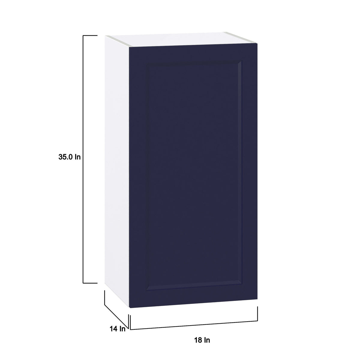 Hugo&Borg Lorette 18-in W x 35-in H x 14-in D Navy Blue Wall Fully Assembled Cabinet (Recessed Panel Shaker Door Style)