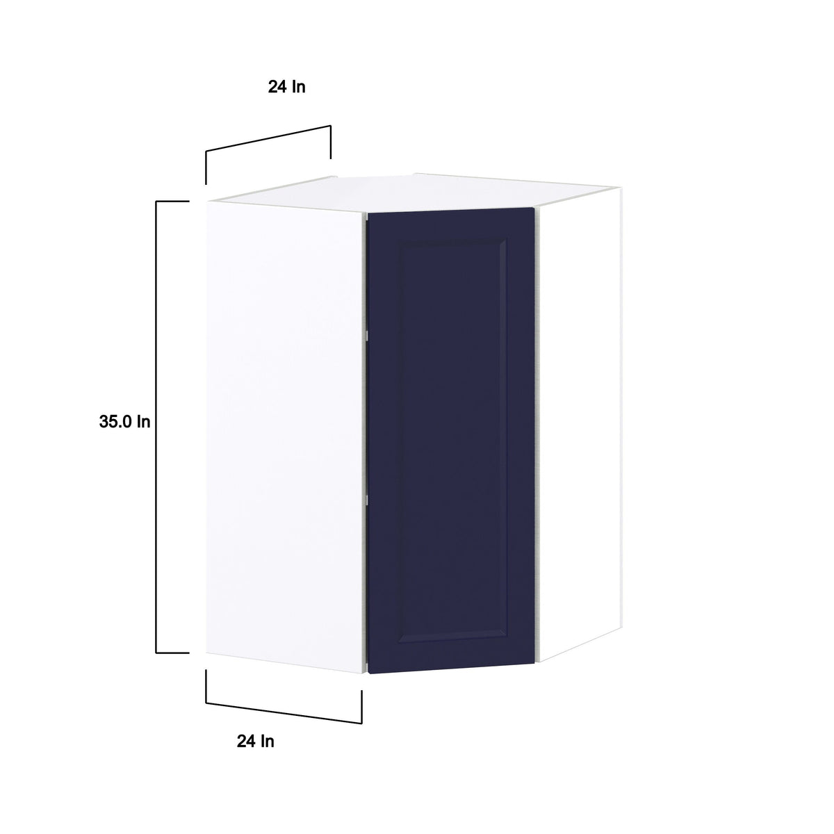 Hugo&Borg Lorette 24-in W x 35-in H x 14-in D Navy Blue Diagonal Corner Wall Fully Assembled Cabinet (Recessed Panel Shaker Style)