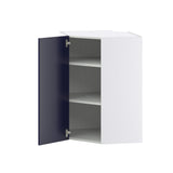 Hugo&Borg Lorette 24-in W x 35-in H x 14-in D Navy Blue Diagonal Corner Wall Fully Assembled Cabinet (Recessed Panel Shaker Style)