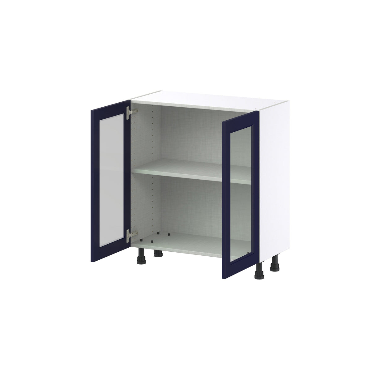 Hugo&Borg Lorette 30-in W x 34.5-in H x 16-in D Navy Blue Base Fully Assembled Cabinet (Glass Panel Shaker Door Style)