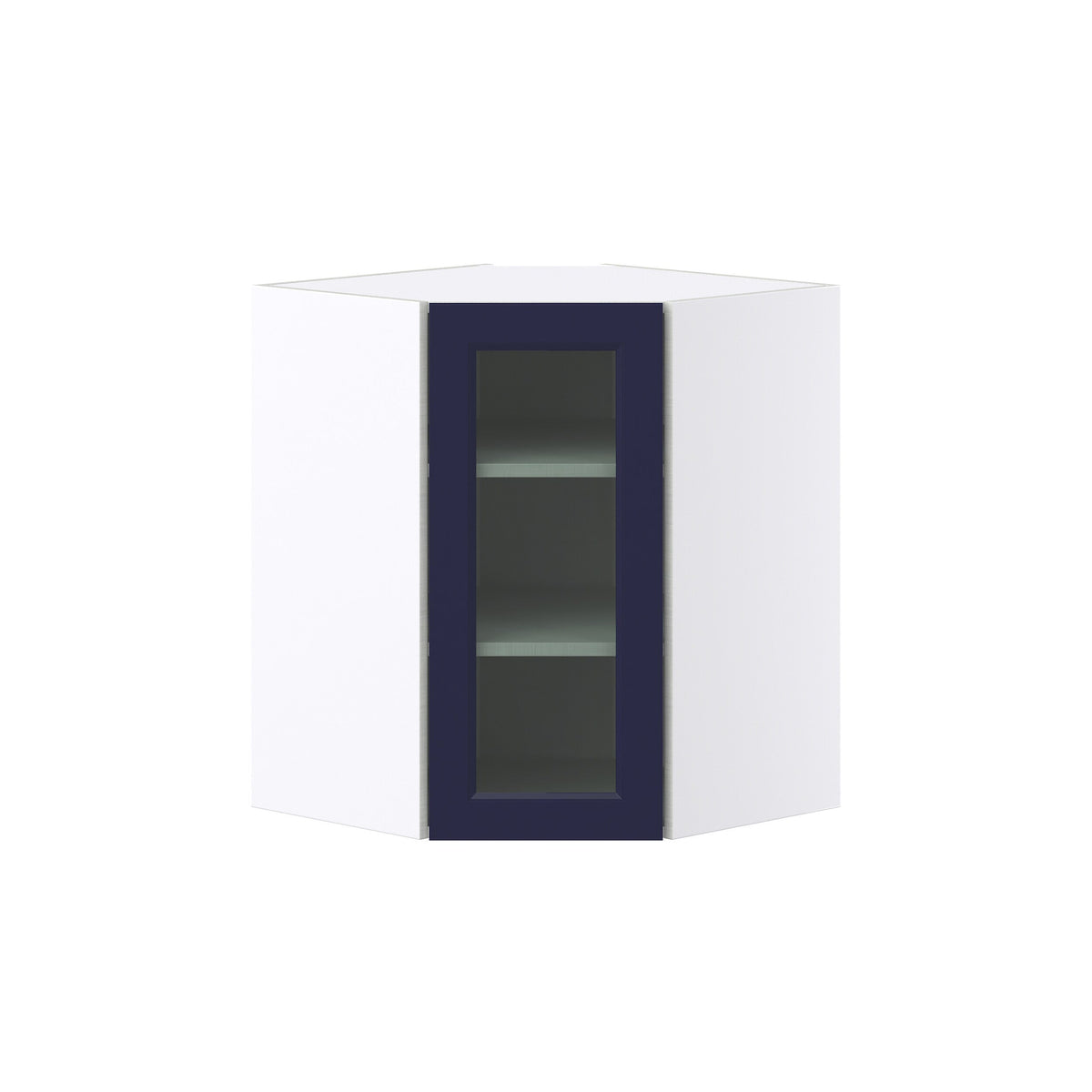 Hugo&Borg Lorette 24-in W x 30-in H x 14-in D Navy Blue Blind Corner Wall Fully Assembled Cabinet (Glass Panel Shaker Style)