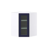 Hugo&Borg Lorette 24-in W x 30-in H x 14-in D Navy Blue Blind Corner Wall Fully Assembled Cabinet (Glass Panel Shaker Style)