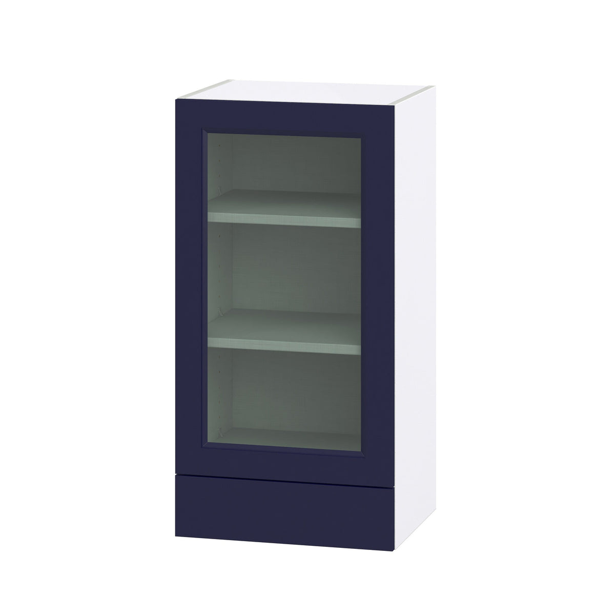 Hugo&Borg Lorette 18-in W x 35-in H x 14-in D Navy Blue 2-Drawers Wall Fully Assembled Cabinet (Glass Panel Shaker Style)