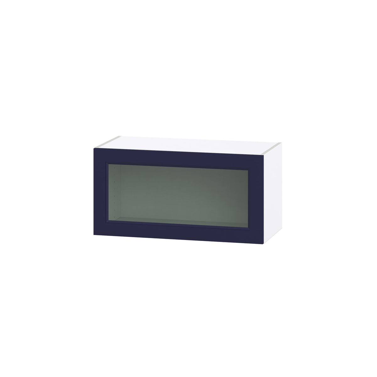 Hugo&Borg Lorette 30-in W x 15-in H x 14-in D Navy Blue Wall Fully Assembled Cabinet (Glass Panel Shaker Door Style)