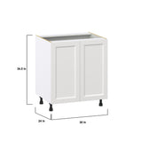 Hugo&Borg Riviera 30-in W x 34.5-in H x 24-in D Bright White Base Fully Assembled Cabinet (Recessed Panel Shaker Door Style)