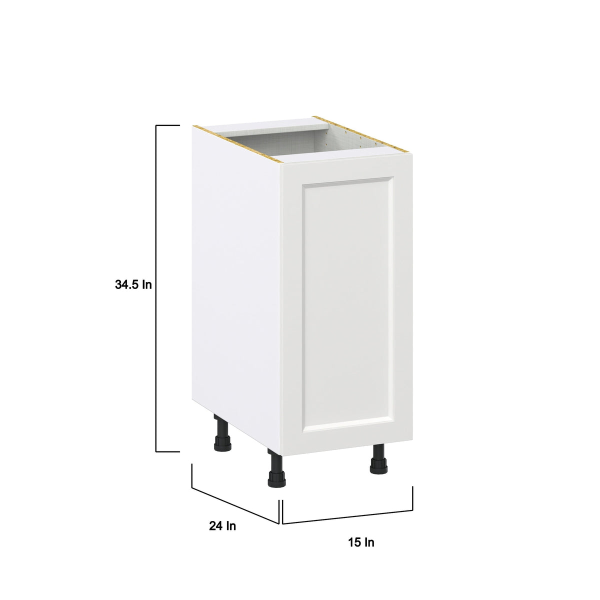 Hugo&Borg Riviera 15-in W x 34.5-in H x 24-in D Bright White 3-Drawers Base Fully Assembled Cabinet (Recessed Panel Shaker Style)
