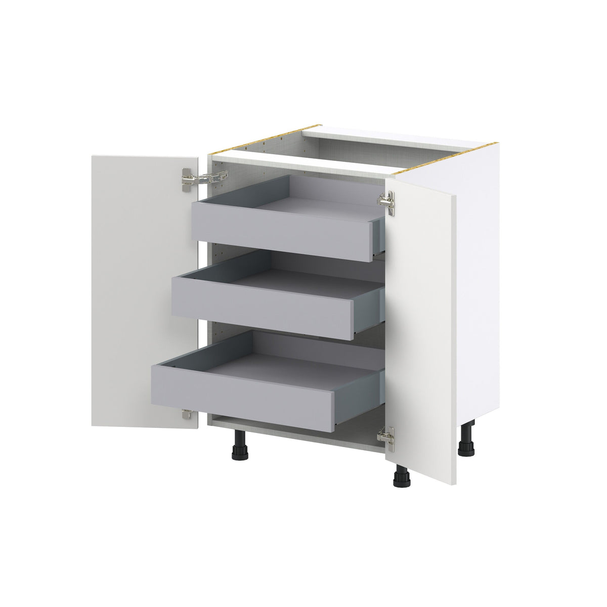 Hugo&Borg Riviera 24-in W x 34.5-in H x 24-in D Bright White 3-Drawers Base Fully Assembled Cabinet (Recessed Panel Shaker Style)