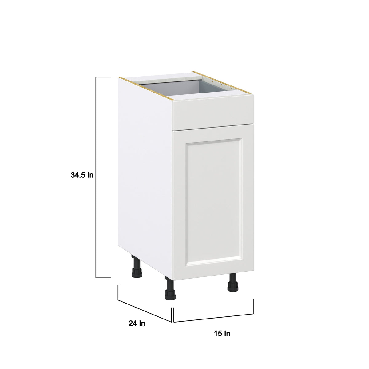 Hugo&Borg Riviera 15-in W x 34.5-in H x 24-in D Bright White 1-Drawer Base Fully Assembled Cabinet (Recessed Panel Shaker Style)