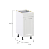 Hugo&Borg Riviera 15-in W x 34.5-in H x 24-in D Bright White 1-Drawer Base Fully Assembled Cabinet (Recessed Panel Shaker Style)