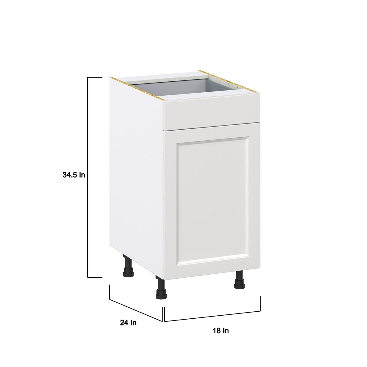 Hugo&Borg Riviera 18-in W x 34.5-in H x 24-in D Bright White 1-Drawer Base Fully Assembled Cabinet (Recessed Panel Shaker Style)