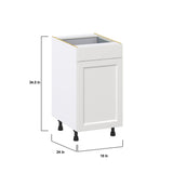 Hugo&Borg Riviera 18-in W x 34.5-in H x 24-in D Bright White 1-Drawer Base Fully Assembled Cabinet (Recessed Panel Shaker Style)