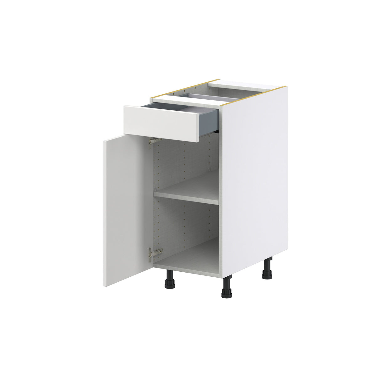 Hugo&Borg Riviera 15-in W x 34.5-in H x 24-in D Bright White 1-Drawer Base Fully Assembled Cabinet (Recessed Panel Shaker Style)
