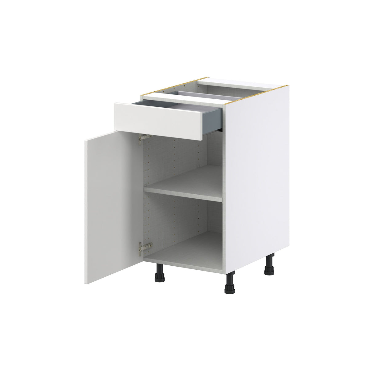 Hugo&Borg Riviera 18-in W x 34.5-in H x 24-in D Bright White 1-Drawer Base Fully Assembled Cabinet (Recessed Panel Shaker Style)