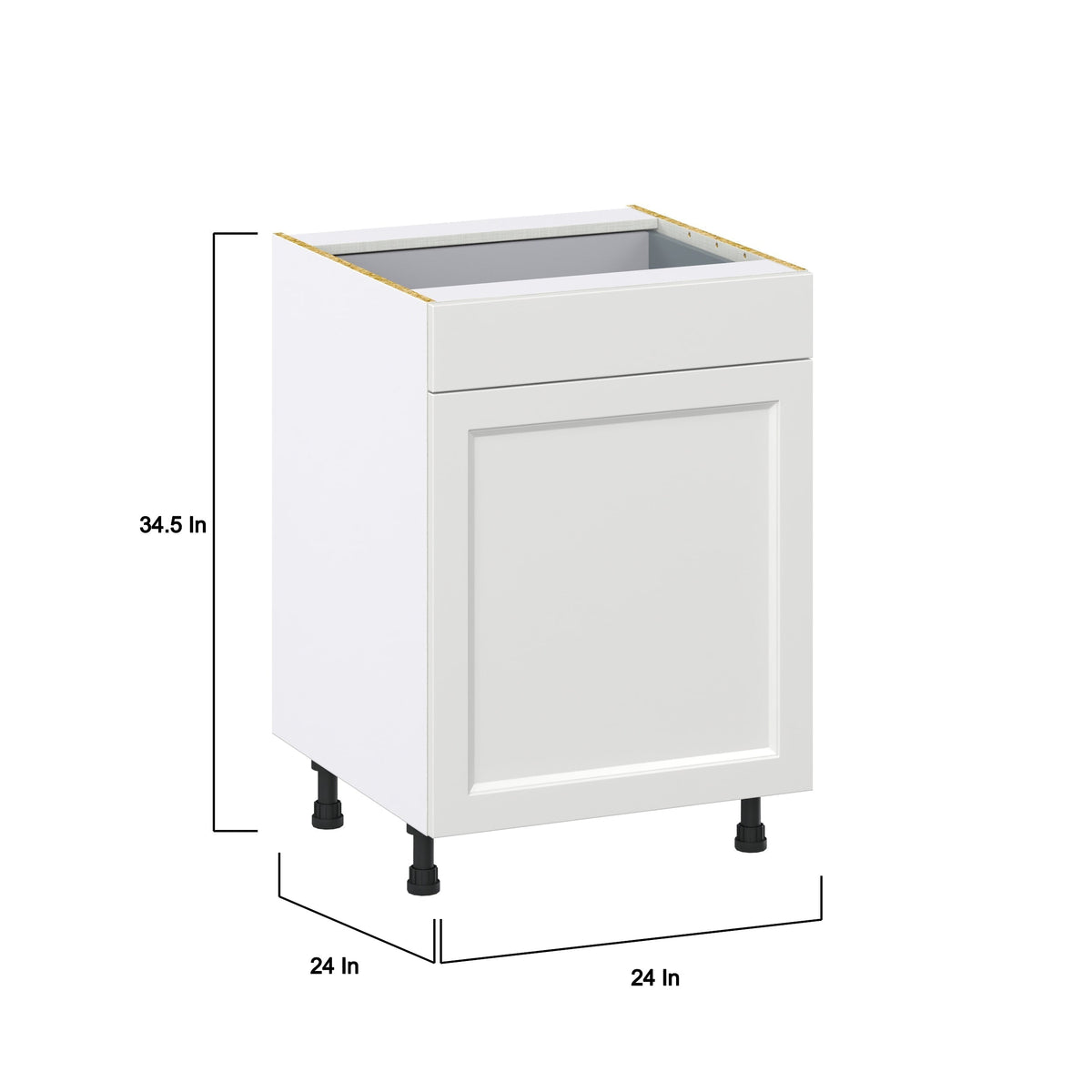 Hugo&Borg Riviera 24-in W x 34.5-in H x 24-in D Bright White 1-Drawer Base Fully Assembled Cabinet (Recessed Panel Shaker Style)