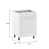 Hugo&Borg Riviera 24-in W x 34.5-in H x 24-in D Bright White 1-Drawer Base Fully Assembled Cabinet (Recessed Panel Shaker Style)