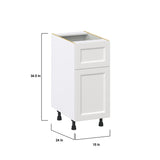 Hugo&Borg Riviera 15-in W x 34.5-in H x 24-in D Bright White 1-Drawer Base Fully Assembled Cabinet (Recessed Panel Shaker Style)