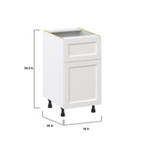 Hugo&Borg Riviera 18-in W x 34.5-in H x 25-in D Bright White 1-Drawer Base Fully Assembled Cabinet (Recessed Panel Shaker Style)
