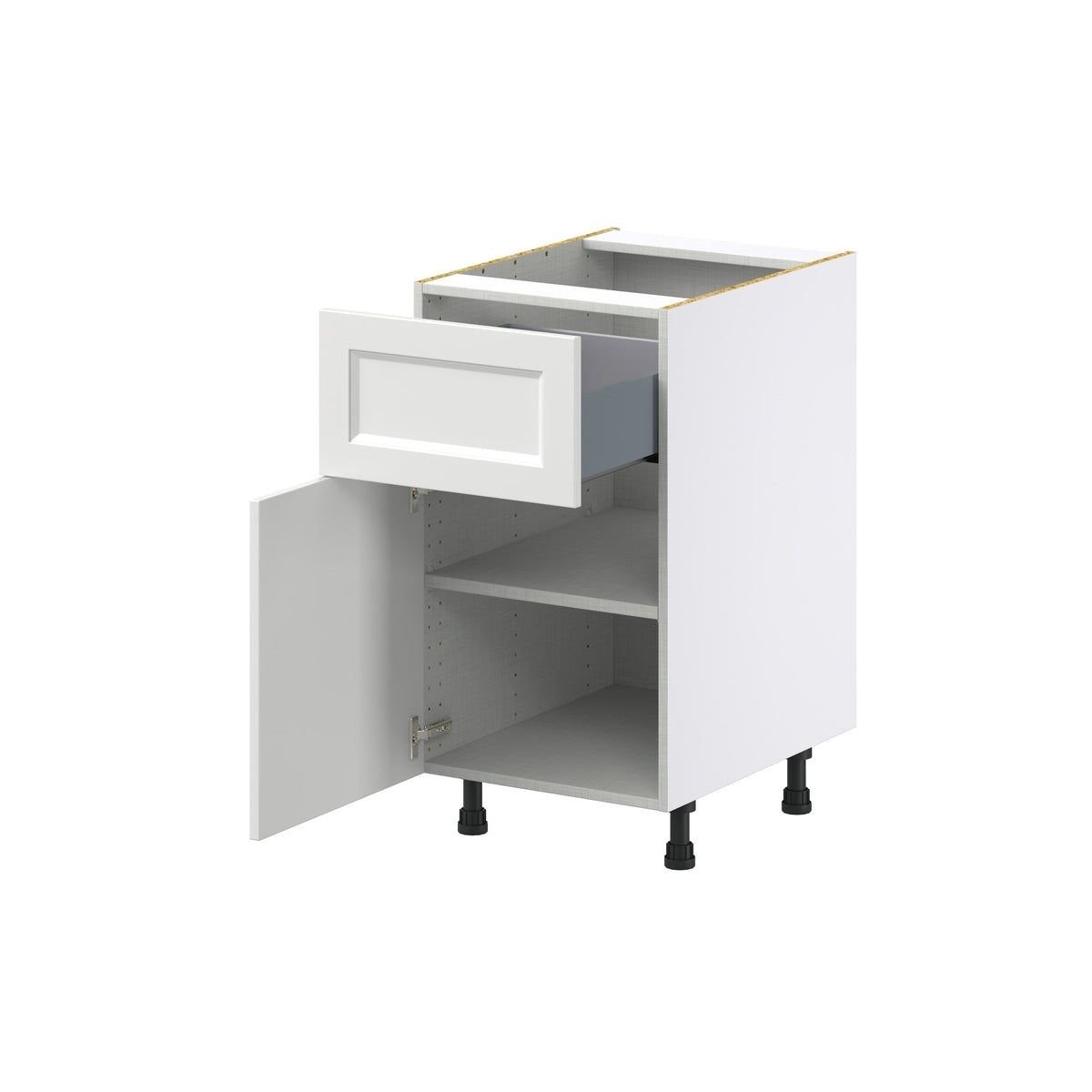 Hugo&Borg Riviera 18-in W x 34.5-in H x 25-in D Bright White 1-Drawer Base Fully Assembled Cabinet (Recessed Panel Shaker Style)