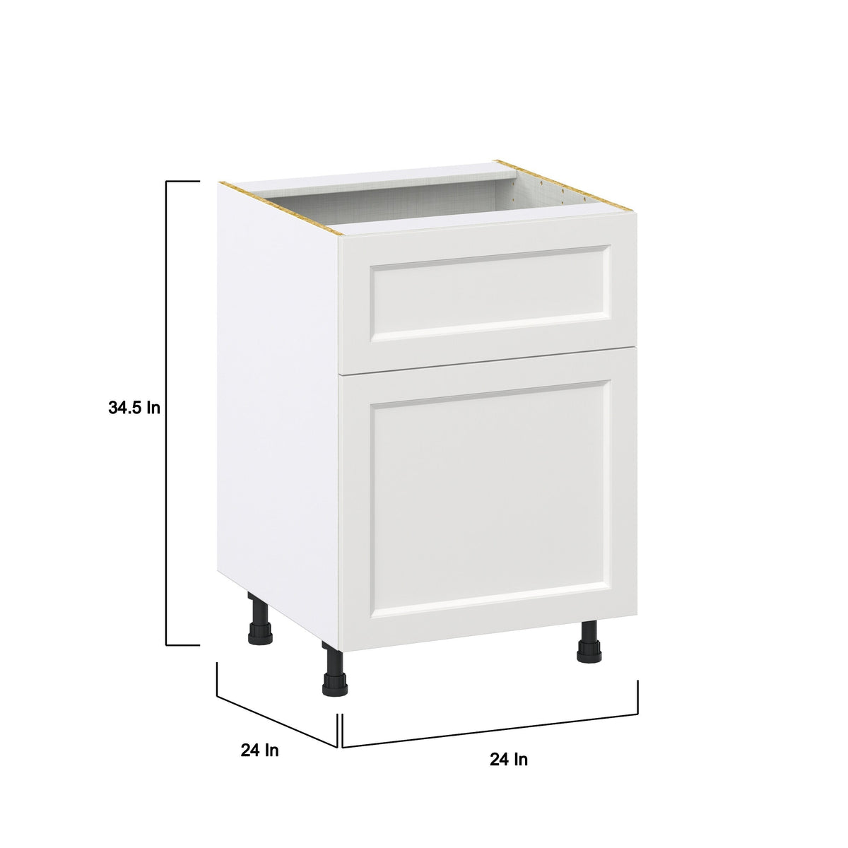 Hugo&Borg Riviera 24-in W x 34.5-in H x 24-in D Bright White 1-Drawer Base Fully Assembled Cabinet (Recessed Panel Shaker Style)