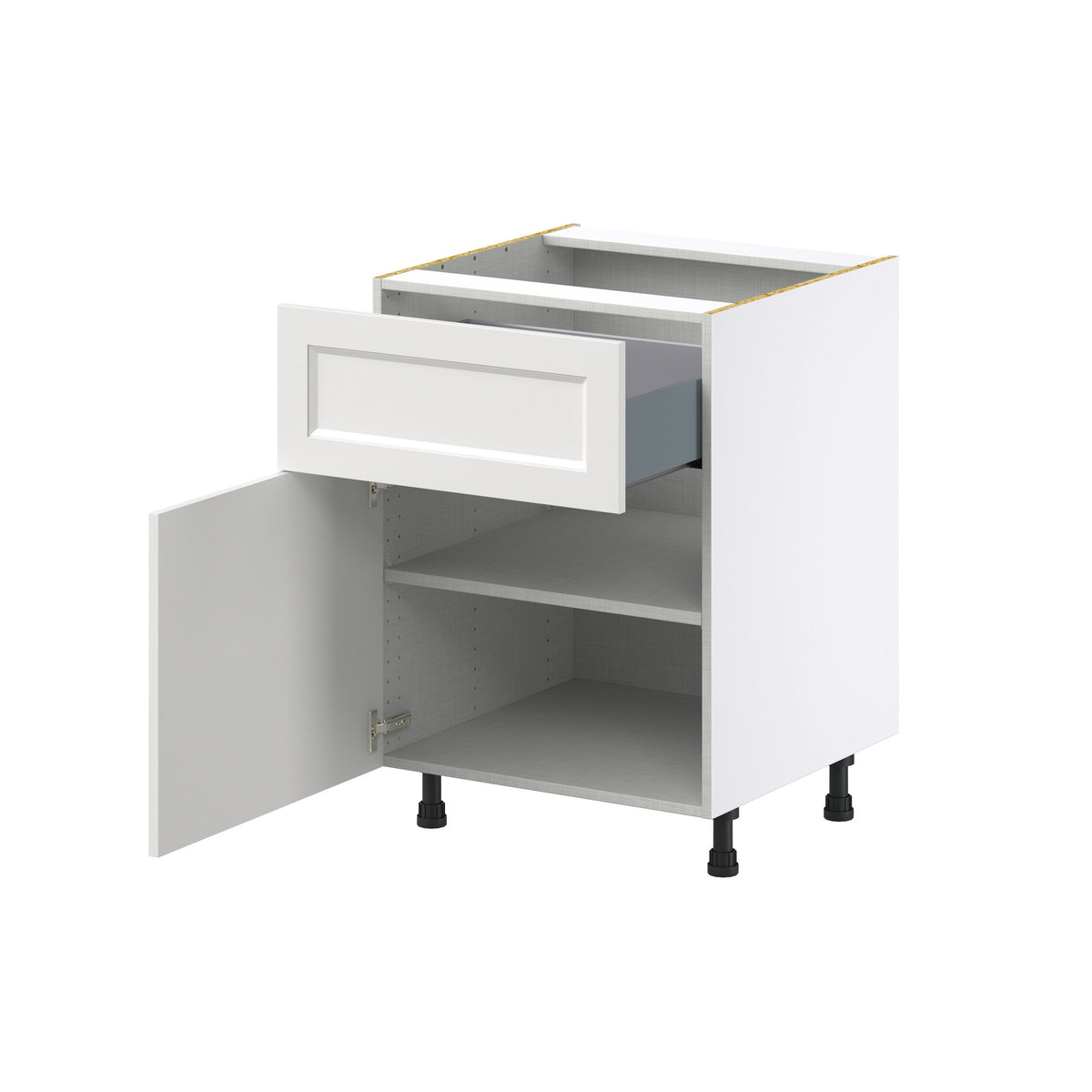 Hugo&Borg Riviera 24-in W x 34.5-in H x 24-in D Bright White 1-Drawer Base Fully Assembled Cabinet (Recessed Panel Shaker Style)