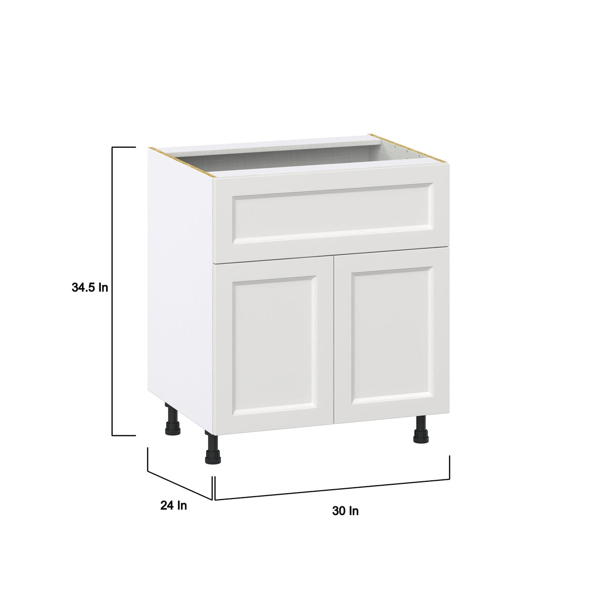 Hugo&Borg Riviera 30-in W x 34.5-in H x 24-in D Bright White 1-Drawer Base Fully Assembled Cabinet (Recessed Panel Shaker Style)