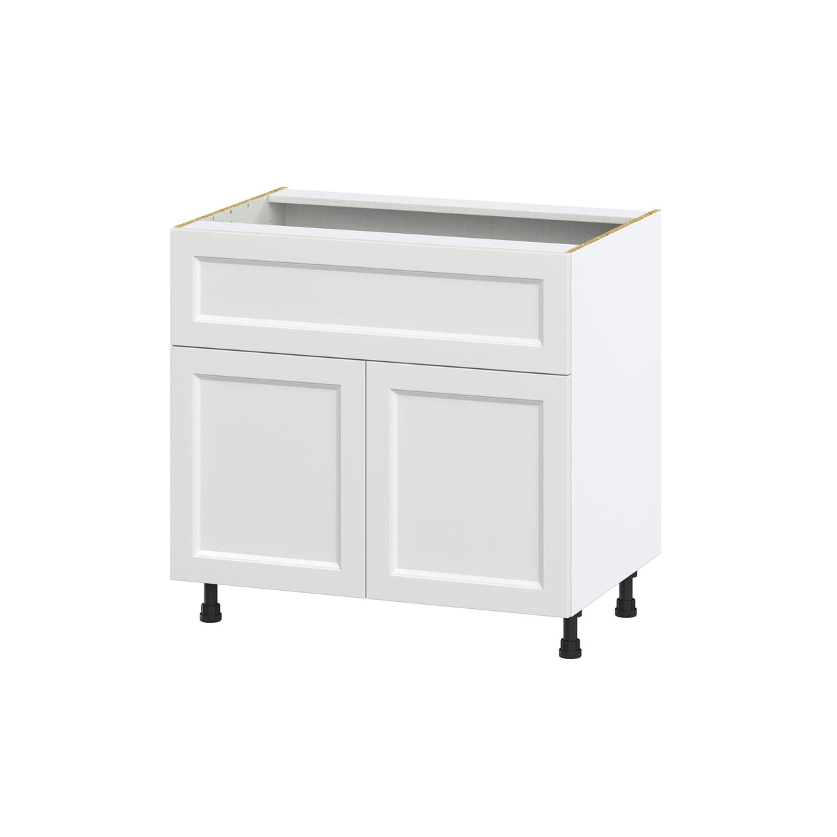 Hugo&Borg Riviera 36-in W x 34.5-in H x 24-in D Bright White 1-Drawer Base Fully Assembled Cabinet (Recessed Panel Shaker Style)
