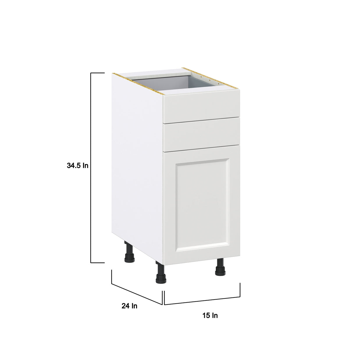 Hugo&Borg Riviera 15-in W x 34.5-in H x 24-in D Bright White 2-Drawers Base Fully Assembled Cabinet (Recessed Panel Shaker Style)