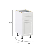 Hugo&Borg Riviera 15-in W x 34.5-in H x 24-in D Bright White 2-Drawers Base Fully Assembled Cabinet (Recessed Panel Shaker Style)