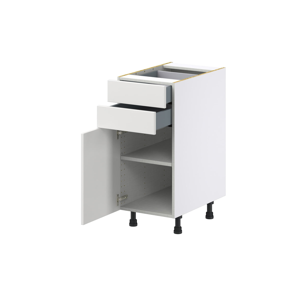 Hugo&Borg Riviera 15-in W x 34.5-in H x 24-in D Bright White 2-Drawers Base Fully Assembled Cabinet (Recessed Panel Shaker Style)