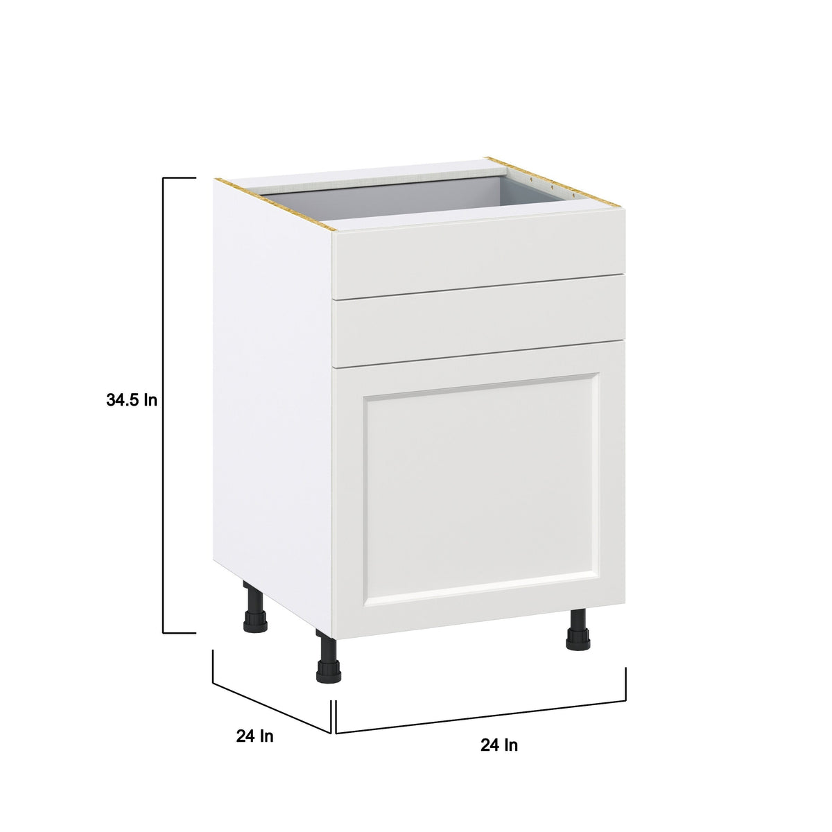 Hugo&Borg Riviera 24-in W x 34.5-in H x 24-in D Bright White 2-Drawers Base Fully Assembled Cabinet (Recessed Panel Shaker Style)