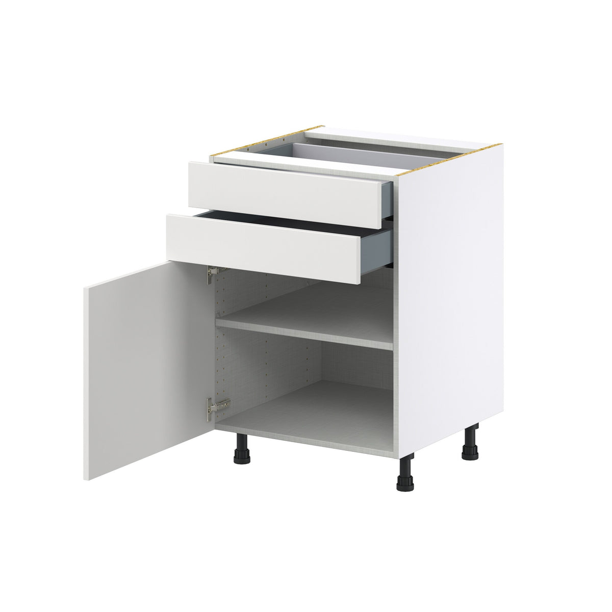 Hugo&Borg Riviera 24-in W x 34.5-in H x 24-in D Bright White 2-Drawers Base Fully Assembled Cabinet (Recessed Panel Shaker Style)