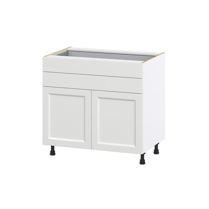 Hugo&Borg Riviera 36-in W x 34.5-in H x 24-in D Bright White 2-Drawers Base Fully Assembled Cabinet (Recessed Panel Shaker Style)