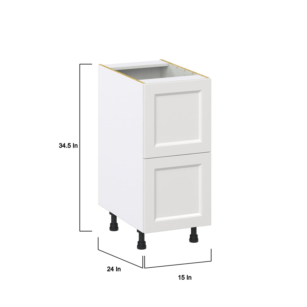 Hugo&Borg Riviera 15-in W x 34.5-in H x 24-in D Bright White 2-Drawer Base Fully Assembled Cabinet