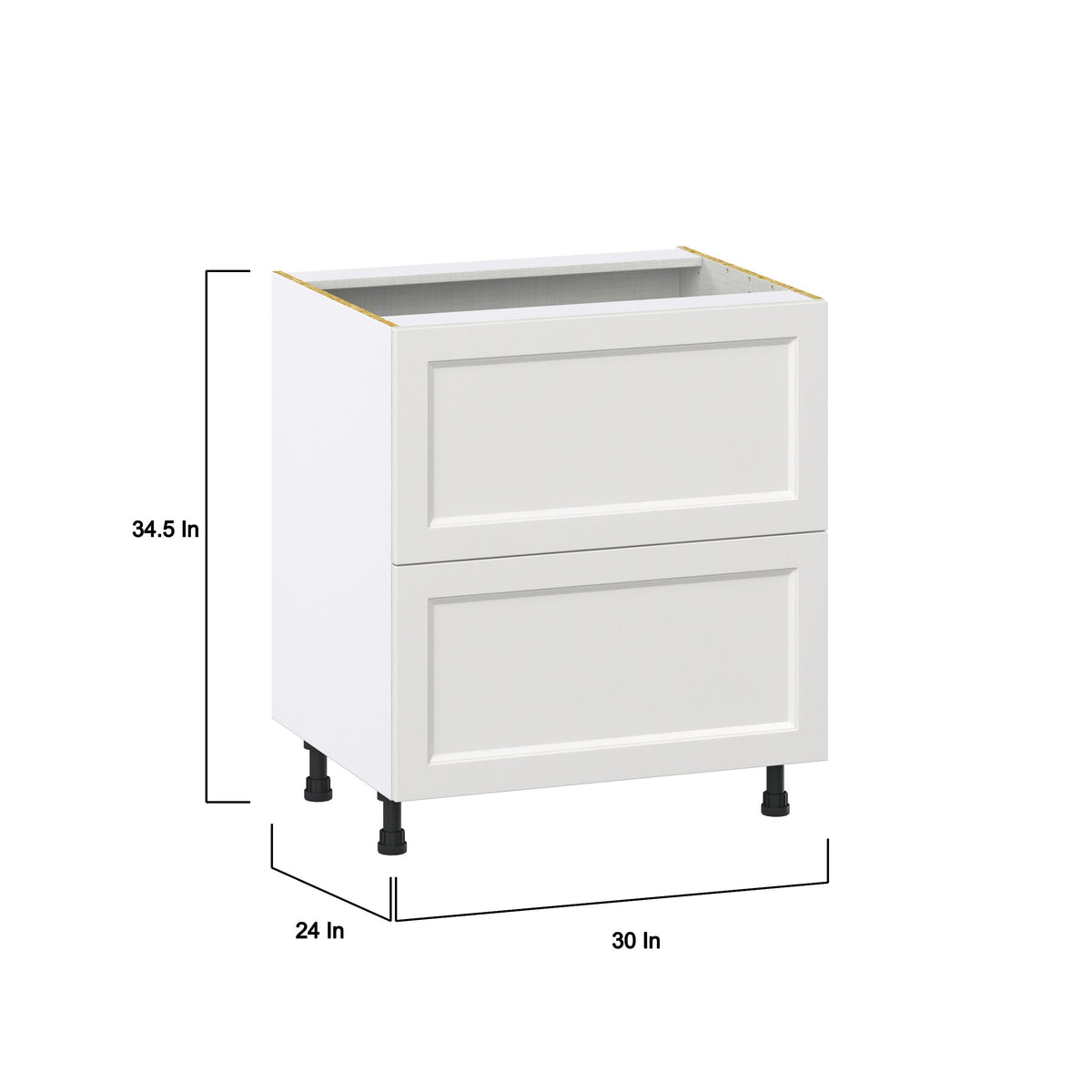 Hugo&Borg Riviera 30-in W x 34.5-in H x 25-in D Bright White 2-Drawer Base Fully Assembled Cabinet