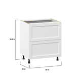 Hugo&Borg Riviera 30-in W x 34.5-in H x 25-in D Bright White 2-Drawer Base Fully Assembled Cabinet