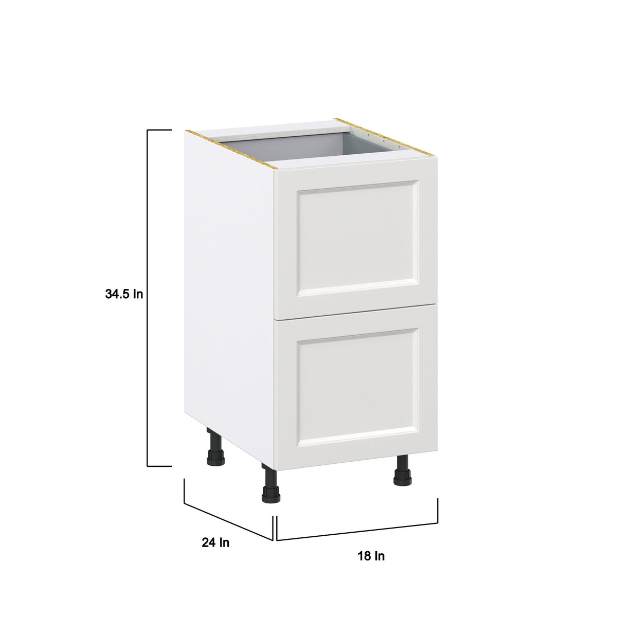 Hugo&Borg Riviera 18-in W x 34.5-in H x 24-in D Bright White 2-Drawer Base Fully Assembled Cabinet